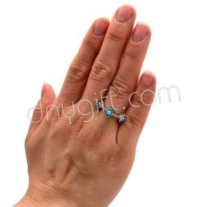 Zirkon Taşlı Nazarlı Yüzük