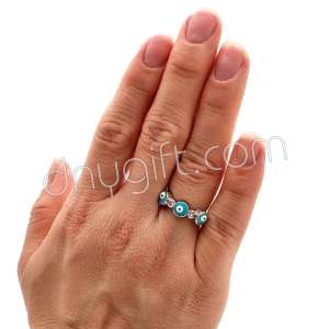 Zirkon Taşlı Nazarlı Yüzük