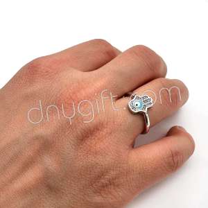 Zirkon Taşlı Nazarlı Yüzük