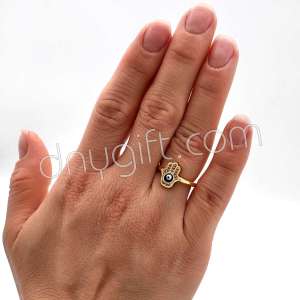 Zirkon Taşlı Nazarlı Yüzük