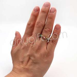 Zirkon Taşlı Nazarlı Yüzük