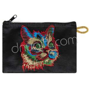 Kedi Desenli Dokuma Cüzdan