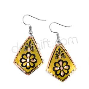 Çiçek Desenli Bakır Küpe