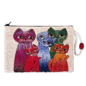Kedi Desenli Goblen Cüzdan