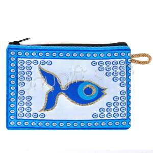 Balık Desenli Nazar Boncuklu Dokuma Cüzdan