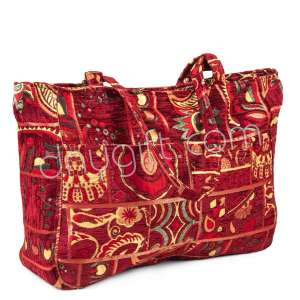 Çift Cepli Plaj Çantası Kırmızı Pachwork