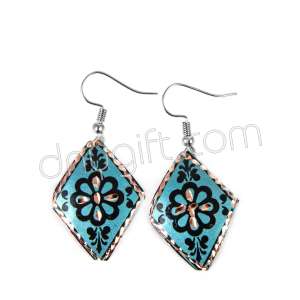 Çiçek Desenli Bakır Küpe