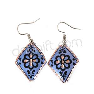 Çiçek Desenli Bakır Küpe