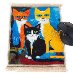 Kedi Desenli Minyatür Halı Mousepad