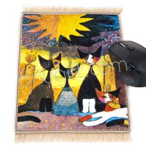 Kedi Desenli Minyatür Halı Mousepad
