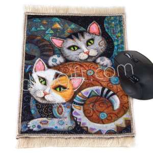 Kedi Desenli Minyatür Halı Mousepad