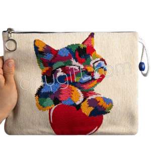 Goblen Klaç Çanta Kedi Desenli