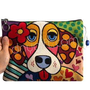 Goblen Klaç Çanta Köpek Desenli