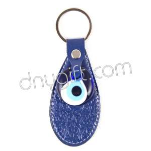 Leather Turkish Keychain In Navy Blue